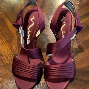 Nina Shoes Red High Heel Sandals with Ankle Strap